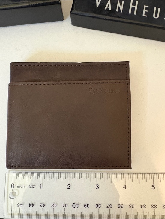 Van Heusen Brown Leather Bi-Fold Wallet with Elastic Band main image 4